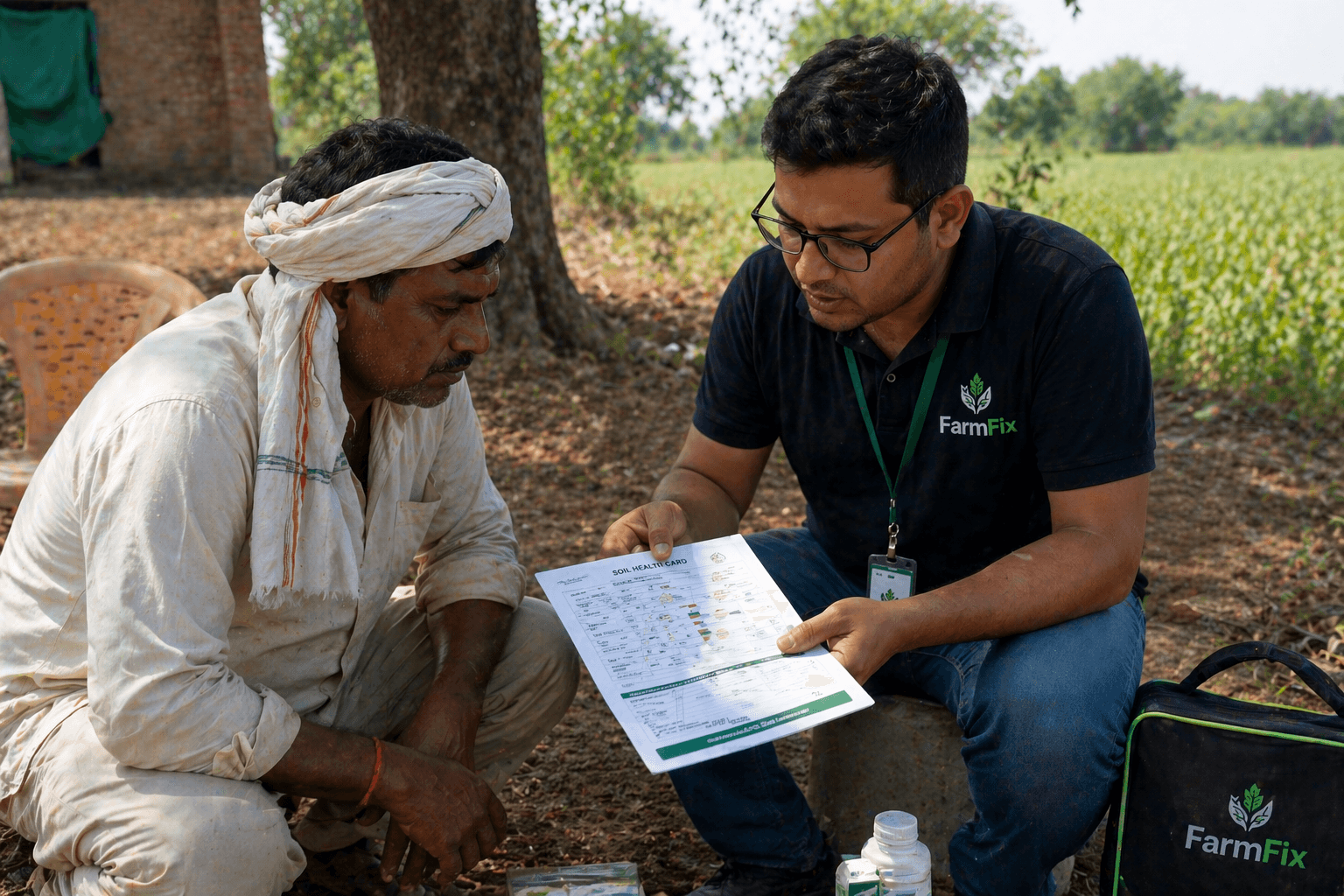 FarmFix harvest and yield data review with a farmer