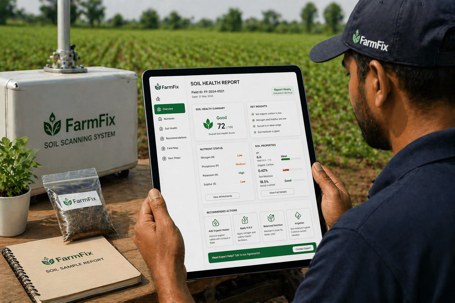 FarmFix soil health report supporting batch traceability